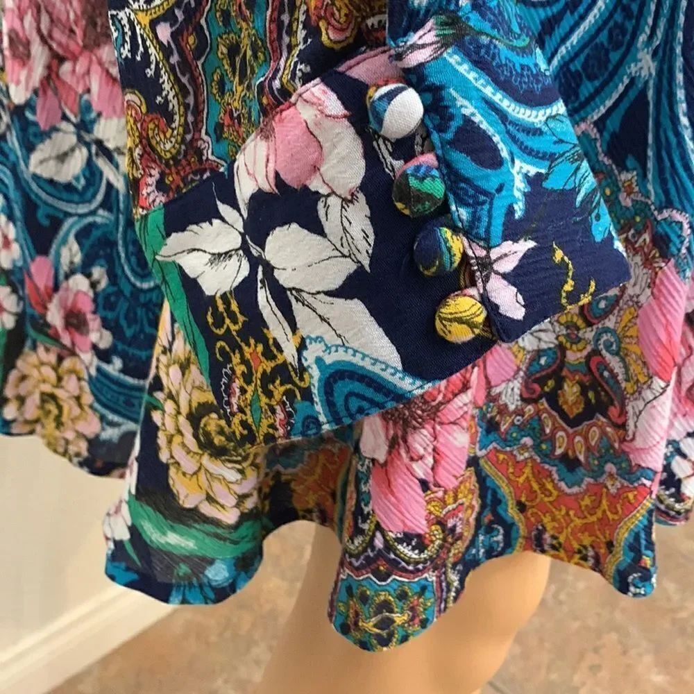 Roman’s 34 W Blouse Tunic Mini Dress Floral Print Multi Color Long Sleeved New - Picture 5 of 10